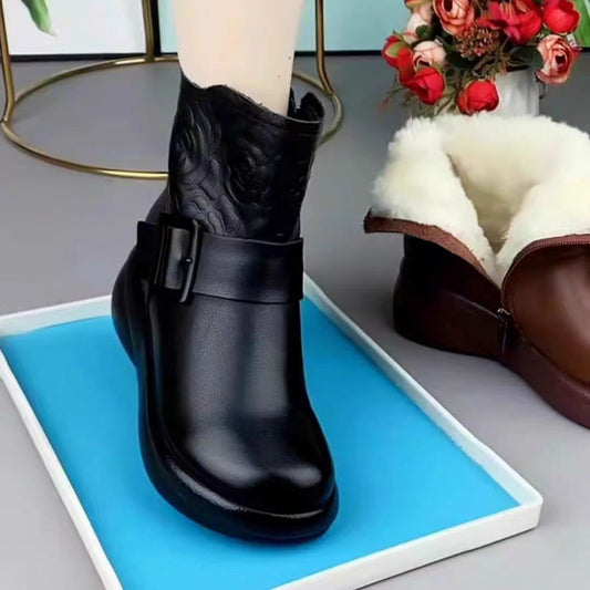 💥💥【35-40】2024 Dámské zimní módní kožené termo boty s bočním zipem