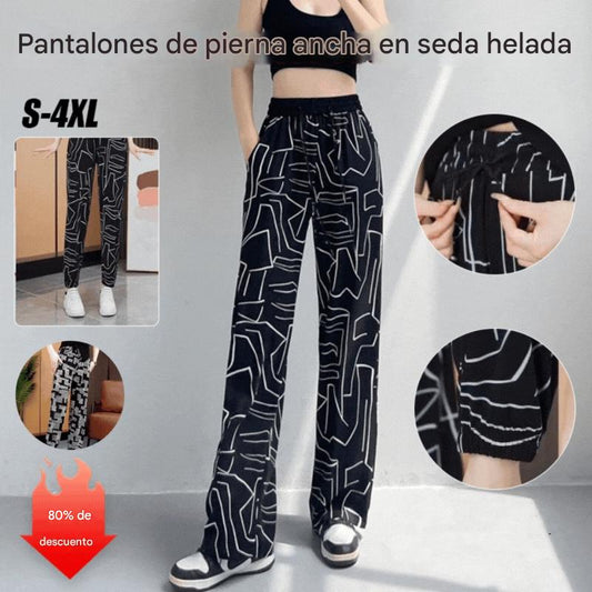 🔥【40-100 kg】Pantalones holgados de talle alto de seda helada Primavera/Verano 2026-4301785