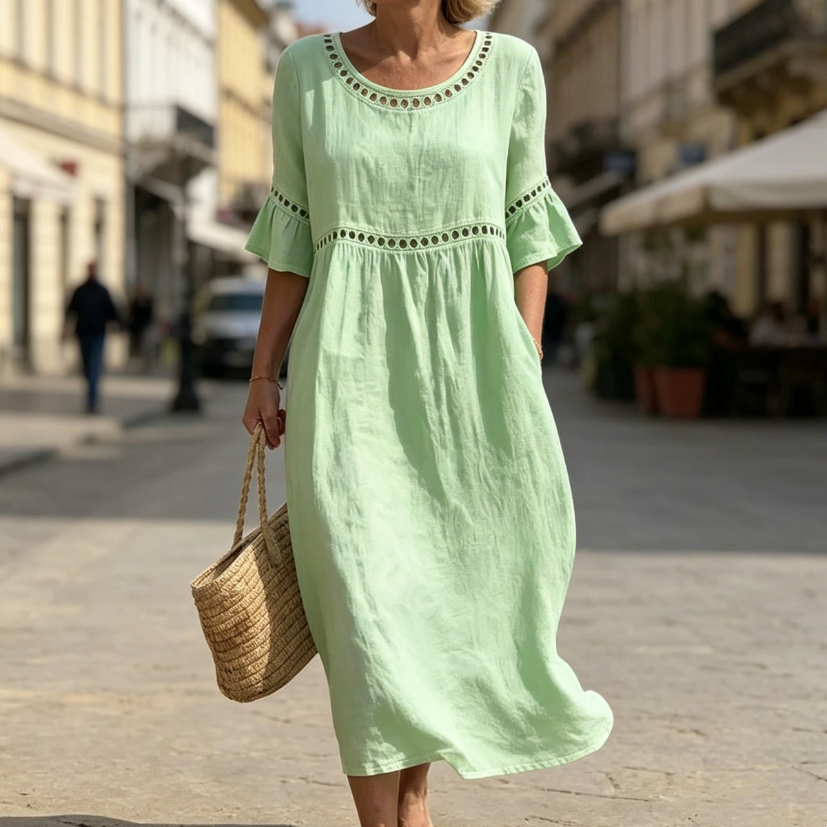 ✨🎉【S-3XL】Nowa letnia damska sukienka z bawełny i lnu, oddychająca i miękka, wygodna w noszeniu