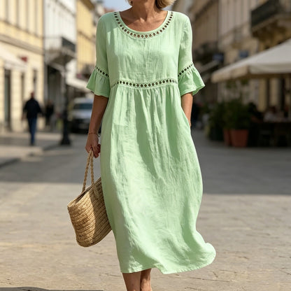 ✨🎉【S-3XL】Nowa letnia damska sukienka z bawełny i lnu, oddychająca i miękka, wygodna w noszeniu