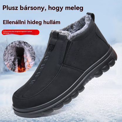 Férfi téli meleg cipő mindennapi használatra, kerek csúcsú, meleg és kényelmes - 4185813