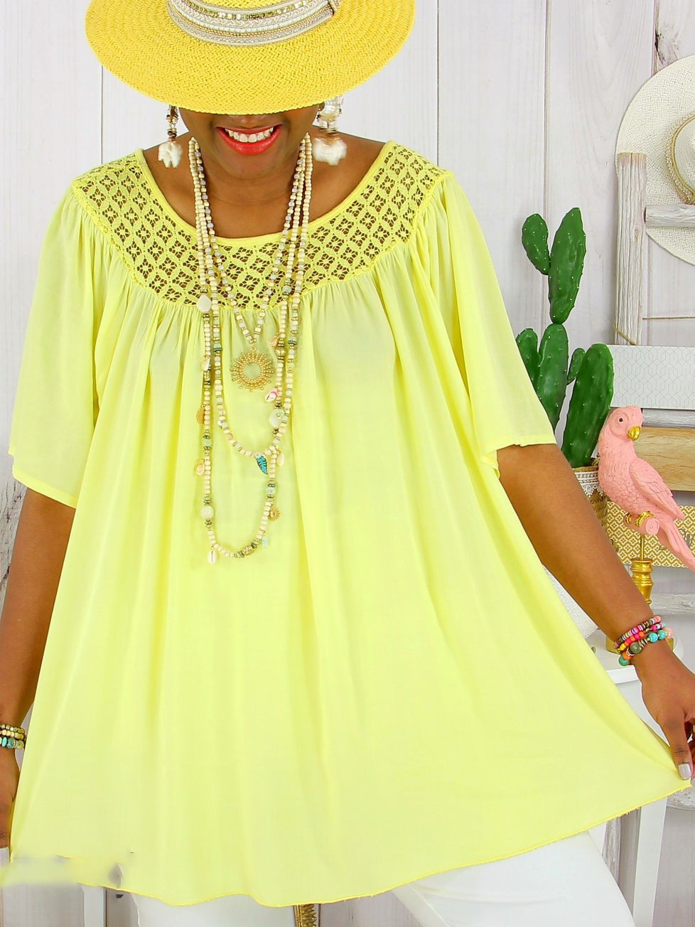 【XL-8XL】Dámské letní nové jednobarevné volné krajkové oblečení pro větší velikosti