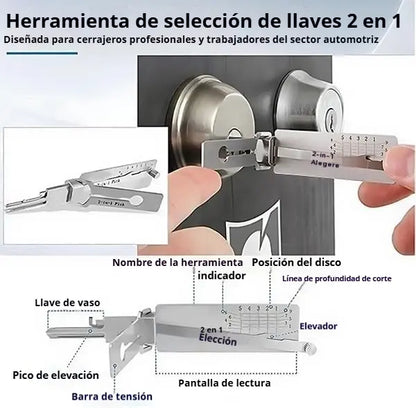 🔧🔑 Herramienta 2 en 1 para leer dientes y duplicar llaves con precisión – Diseño resistente y fácil de usar