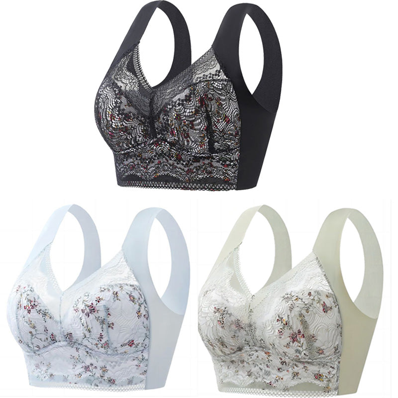 🤩【Σετ των 3】✨【40kg-100kg】🎁🎁 Εφαρμοστό και άνετο μεγάλο σουτιέν από μετάξι πάγου, αναπνεύσιμο και ρυθμιζόμενο - Μειωμένη τιμή