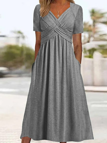⏳ Último día: 50 % de descuento 【Tallas S-3XL】 Vestido midi casual de moda en color liso