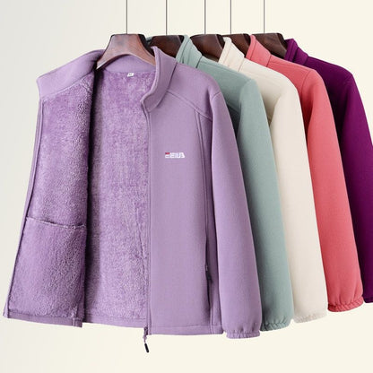 🔥【XL-5XL】🐏Dámská outdoorová bunda z tlustého fleecu na podzim a zimu, větruodolná a teplá, se stojáčkem