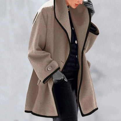 ❄️🥰[S-5XL] Nový podzimní a zimní vícebarevný volný vlněný kabát s kulatým výstřihem a kapucí