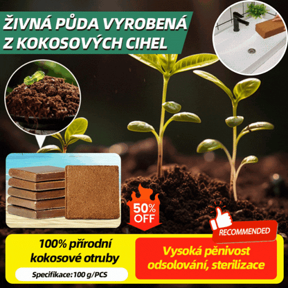 💥【300g 3 položky】🌱🌱 Výživná kokosová cihlová půda