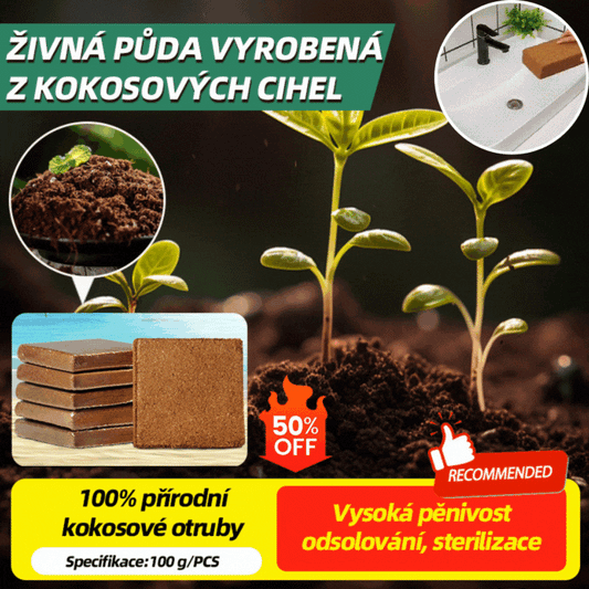 💥【300g 3 položky】🌱🌱 Výživná kokosová cihlová půda