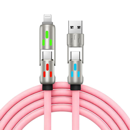 🔥 【2 unidades por 26 euros】 🔥 (2 metros de largo) Cable 4 en 1 PD 240 W – Carga rápida USB‑C, Lightning y USB‑A, aluminio y silicona, sincronización de datos ⚡📱-4330160
