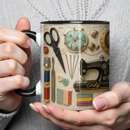 🧵☕Hrnek s motivem šití – perfektní dárek pro kreativní duše, které rády šijí