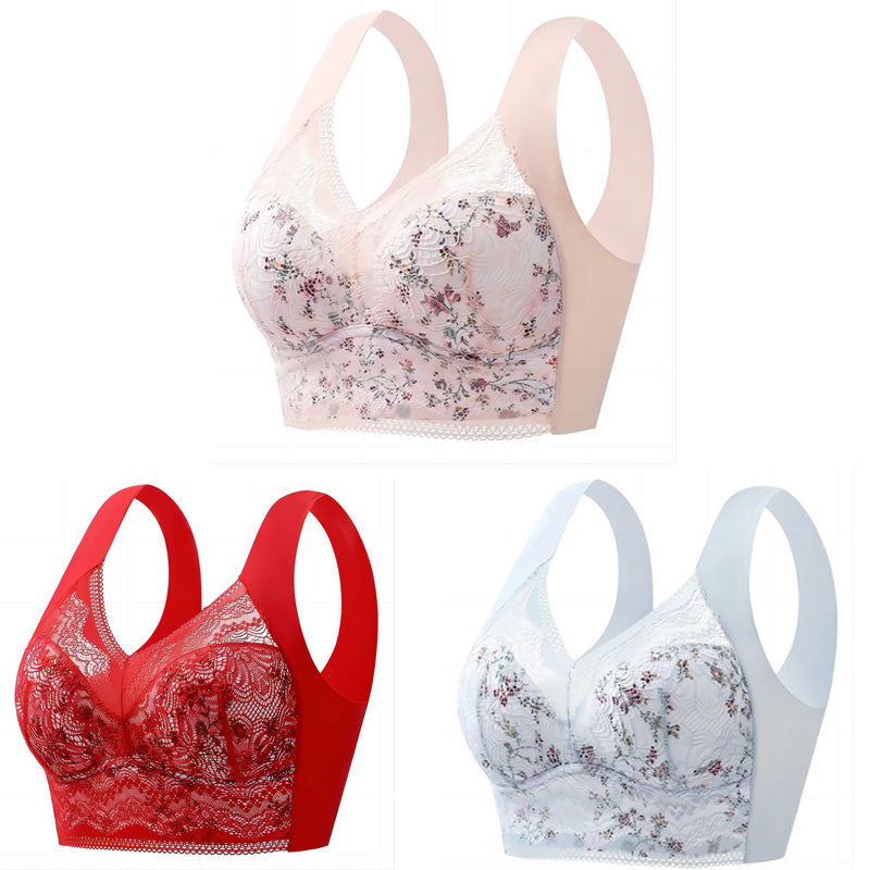 【3 balenie】💕🎁Bezšvová ľadová hodvábna veľká podprsenka, priedušná a nastaviteľná【40kg-100kg】