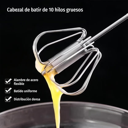24€【 Conjunto de 2 piezas】Batidor de huevos semiautomático de acero inoxidable
