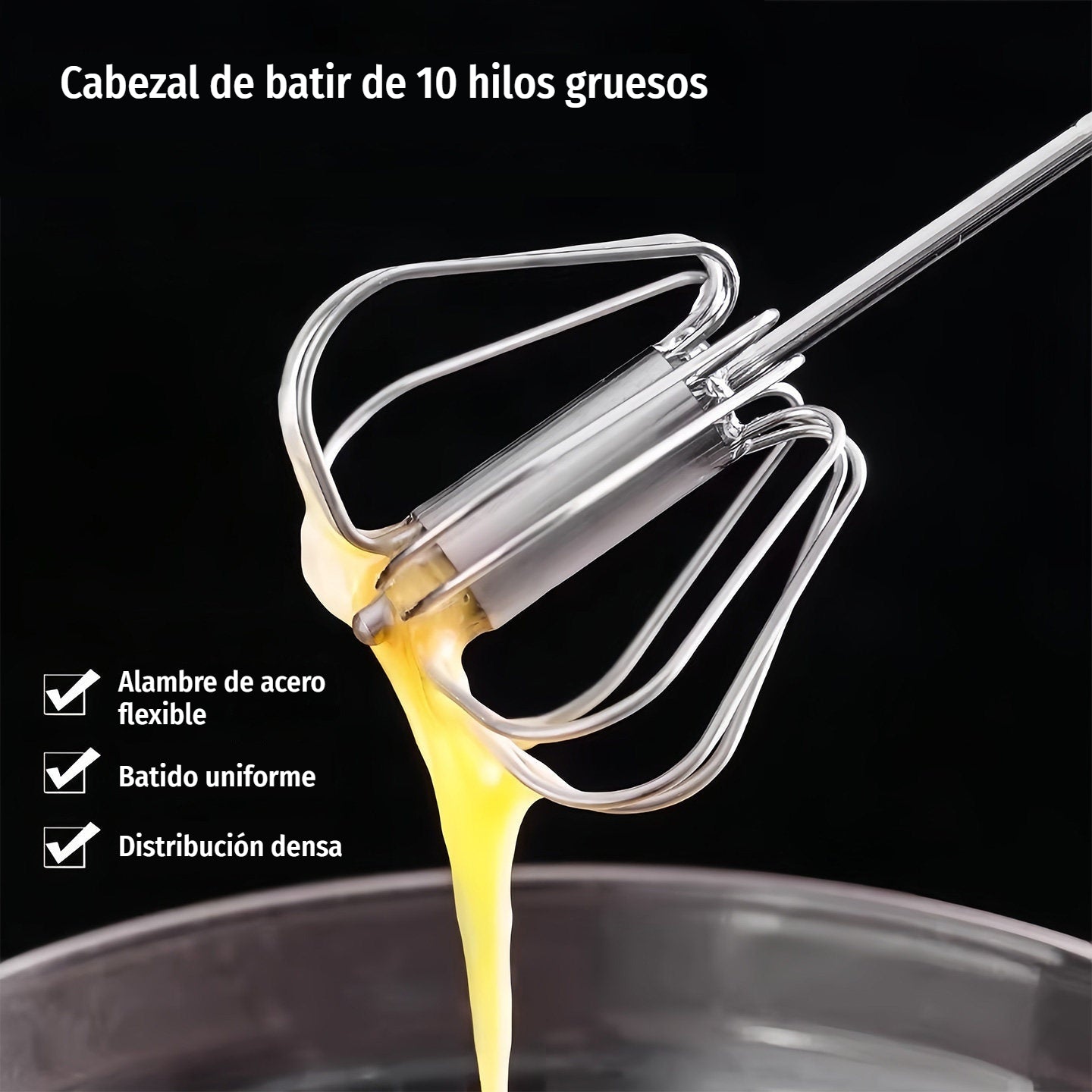 26€【 Conjunto de 2 piezas】Batidor de huevos semiautomático de acero inoxidable