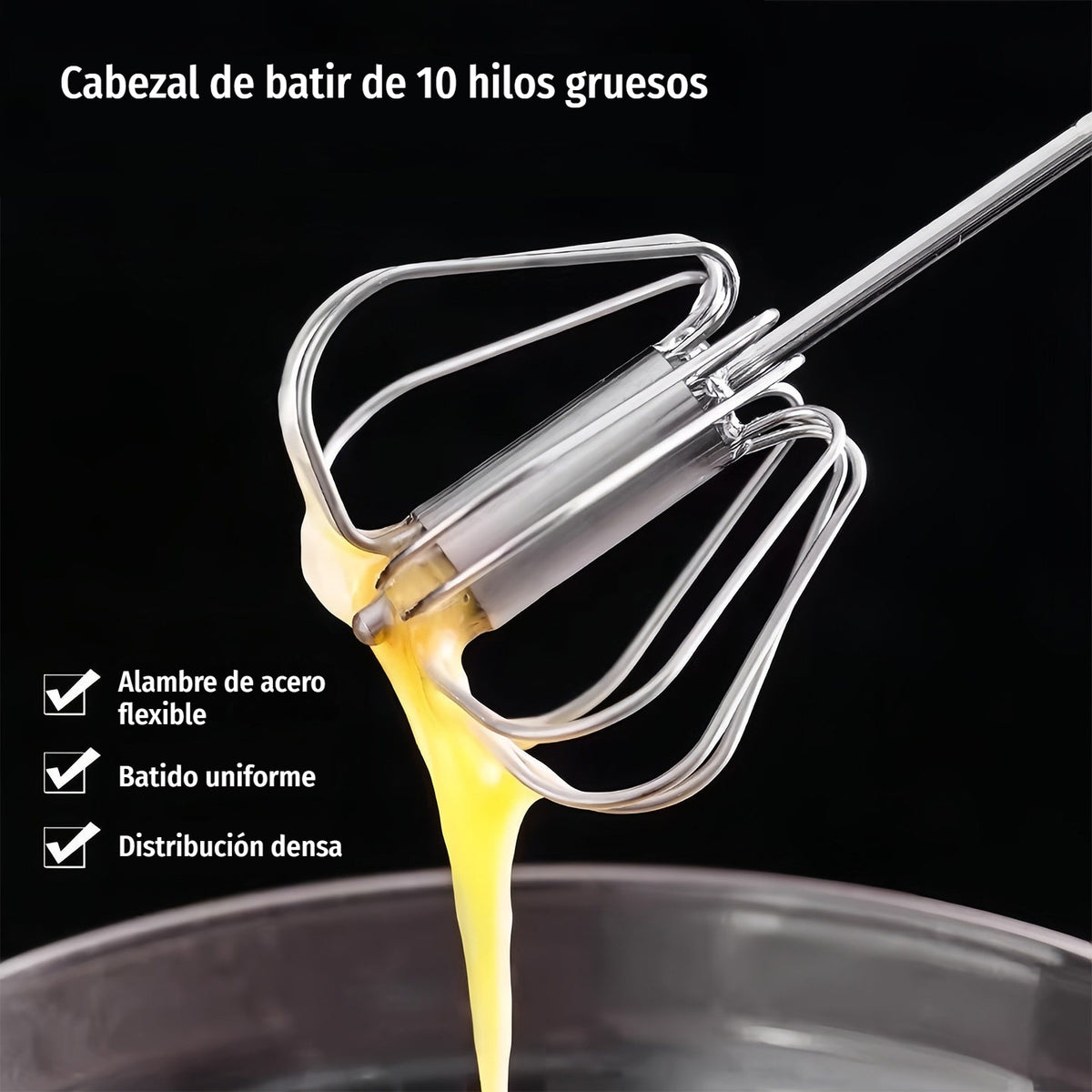26€【 Conjunto de 2 piezas】Batidor de huevos semiautomático de acero inoxidable