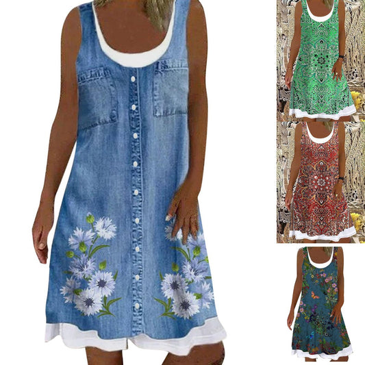 👗【Sleva 50 %】💖【S-5XL】Nové módní ležérní dámské šaty z roku 2026, tištěný vzor, vhodné pro různé příležitosti