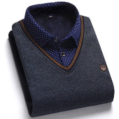 👔 [M-4XL] Nová pánská sametová pletená košile na podzim/zimu