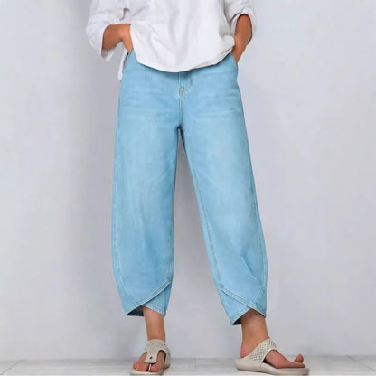 👖【Vylepšený denim, měkký a prodyšný】 módní volné džíny pro volný čas