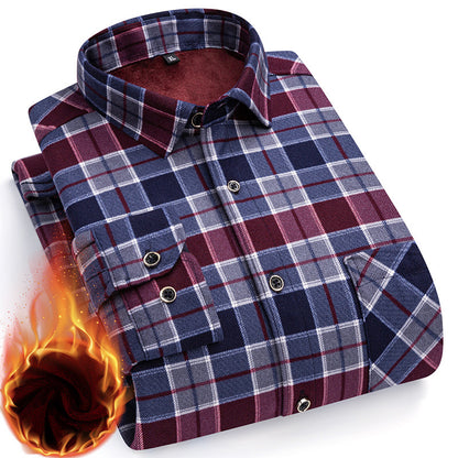👔【Velikosti L–5XL】Nová pánská termo košile s oboustranným flísem na podzim a zimu – moderní a univerzální.