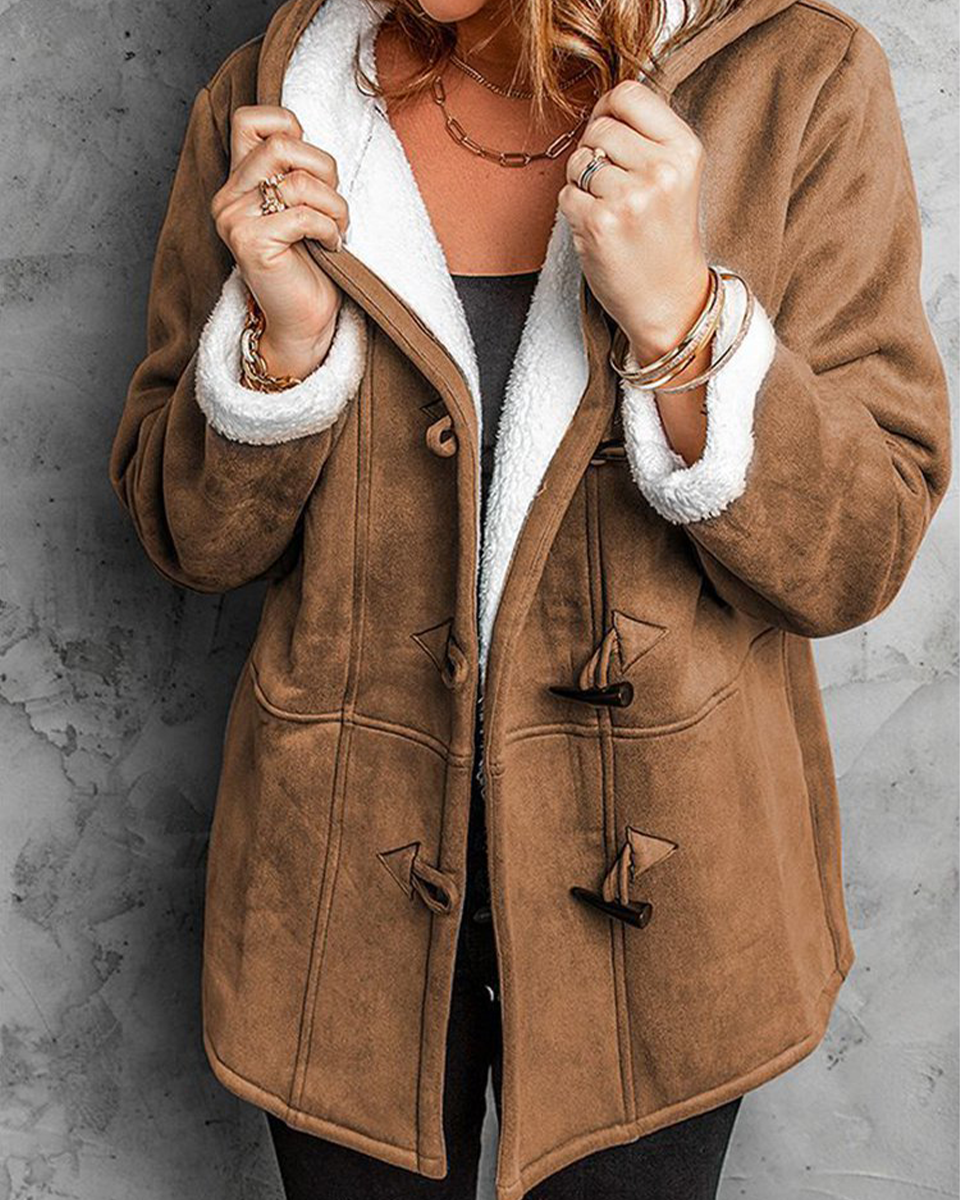 🐏🥼💖2026 Abrigo de mujer elegante y cálido de ante con forro polar, S-5XL, abrigo de invierno/para el día a día