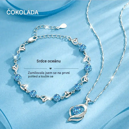 ✨✨【Kupte 1 a dostanete 1 zdarma】💎 Sada náramků ze stříbra Heart of the Ocean 925 + náhrdelník