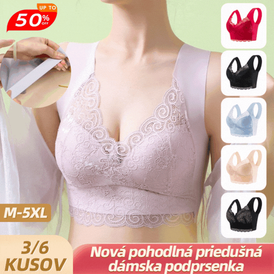 【3 kusů】💗 Ultra pohodlná podprsenka velké velikosti pro ženy - tvaruje velká prsa, boční opora, nesvírá, korekce prověšení, bezešvá, tenký střih💥【40-110 kg】