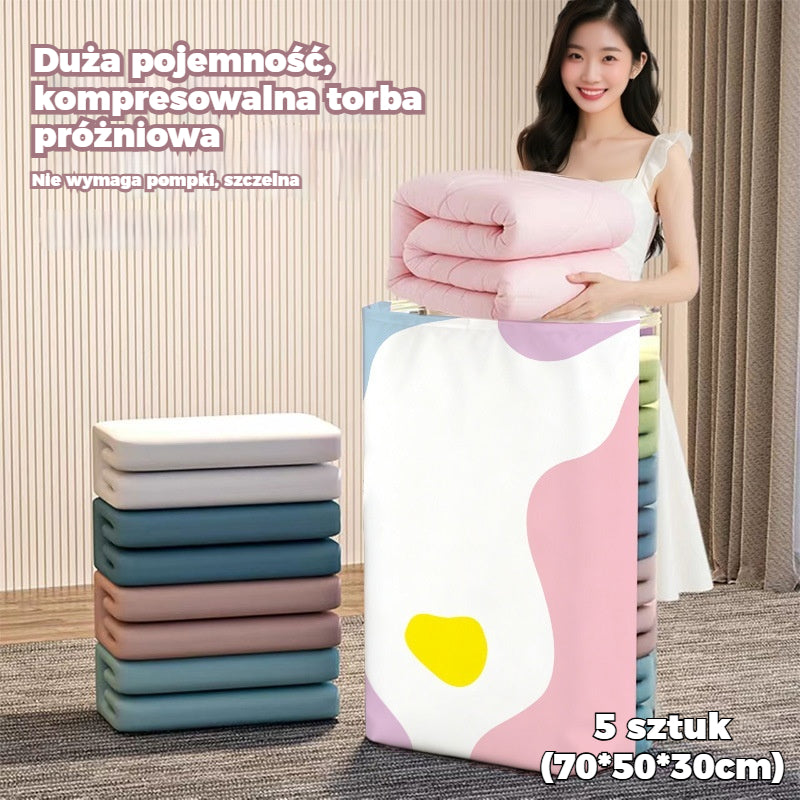 🧳【Zestaw 5 sztuk】💨 Duża, kompresyjna torba próżniowa: nie wymaga pompki, jest szczelna i idealnie nadaje się do oszczędzania miejsca w walizkach i w domu ✈️ 4304188