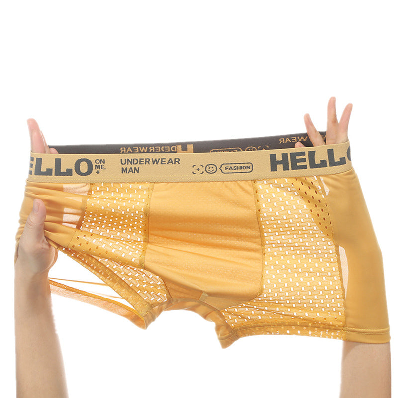 【L-4XL】(6ks) Pánský ledový hedvábný boxer s prodyšnou síťovinou