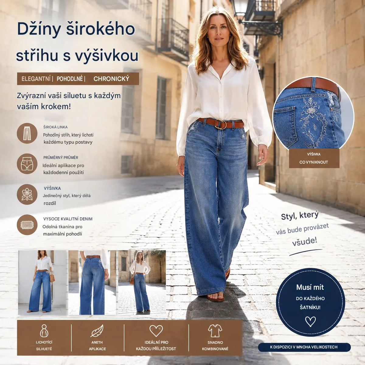 【S-2XL】50% sleva + doprava zdarma✨ Dámské vintage džíny s vysokým pasem a širokými nohavicemi