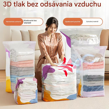 🧳【5-dílná sada】💨 Velká, stlačitelná vakuová úložná kapsa: nevyžaduje pumpičku, je nepropustná a ideální pro úsporu místa v kufru a doma ✈️
