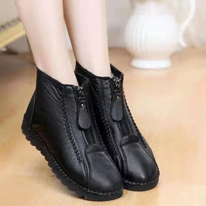 🥰【35-41】✨Zapatos de mujer cómodos, antideslizantes y forrados de vellón de cuero genuino hechos a mano