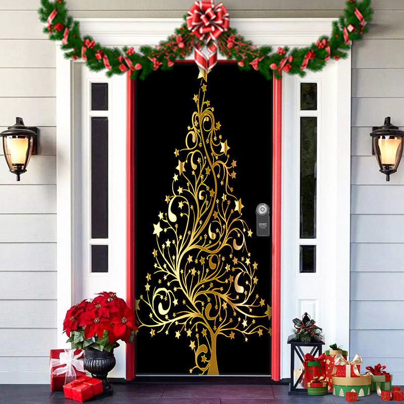🎁🎄Nowa, najlepiej sprzedająca się w 2025 roku, materiałowa osłona na drzwi świąteczne [91 cm x 203 cm]