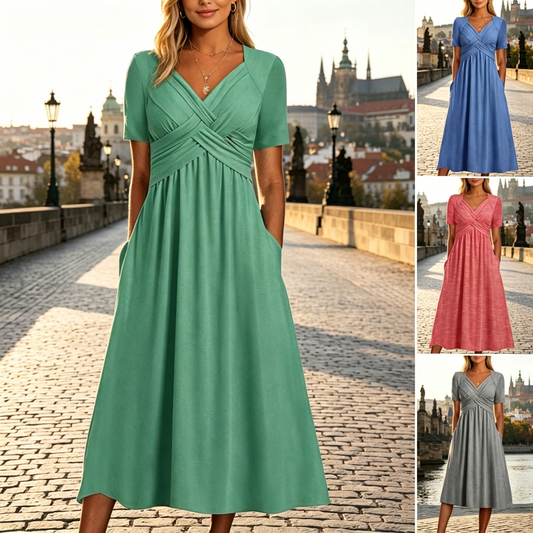 ⏳ Último día: 50 % de descuento 【Tallas S-3XL】 Vestido midi casual de moda en color liso