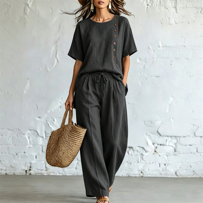 🎨 【S-3XL】【Oferta por tiempo limitado】Conjunto casual moderno hecho de algodón y lino, cómodo y transpirable.