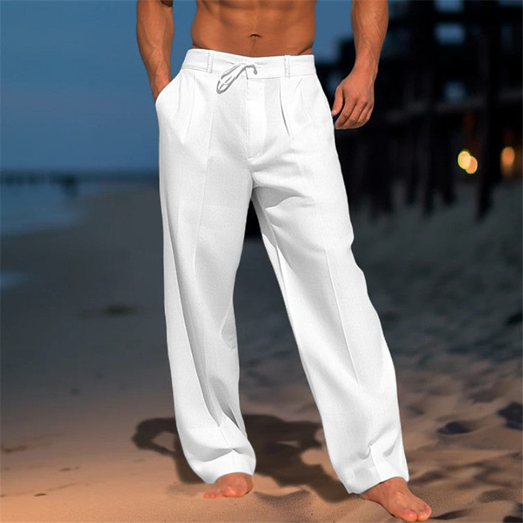 🏖️👖【– 50% de descuento 🔥】【S–3XL】😍 Pantalones holgados de lino para hombre en tallas grandes, cómodos y transpirables.