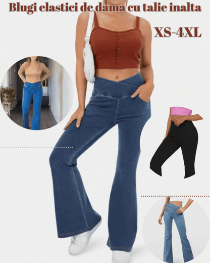 ✨👖【XS-4XL】 Crossover Jeans s vysokým pásom_4120504