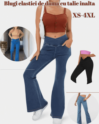 👖【XS-4XL】Дамски еластични дънки с висока талия_4121048