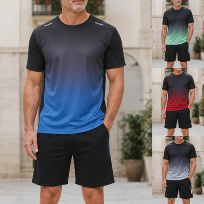 ✨M-5XL【Utánvétes fizetés】Férfi kétrészes nyári sport szett - rövid ujjú póló és rövidnadrág