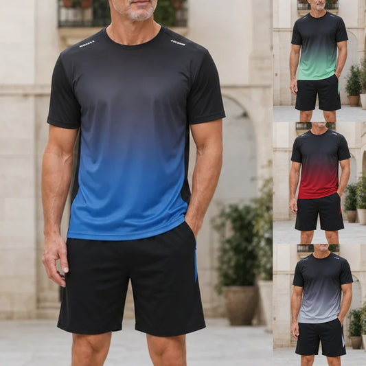 ✨M-5XL【Utánvétes fizetés】Férfi kétrészes nyári sport szett - rövid ujjú póló és rövidnadrág