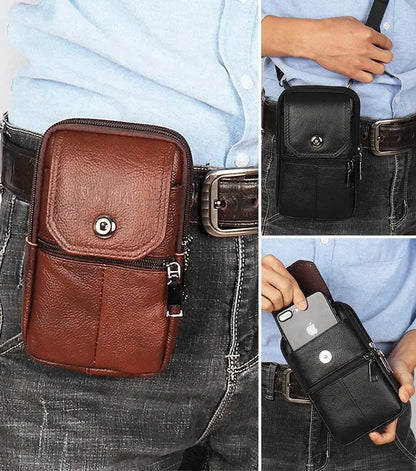 Cansado de llevar todo en los bolsillos? Riñonera de cuero auténtico para hombre con estilo y gran capacidad