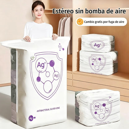 ✨（5 piezas）💨 Bolsa de almacenamiento al vacío grande y compresible: no requiere bomba, es a prueba de fugas e ideal para ahorrar espacio en maletas y en casa ✈️4304192