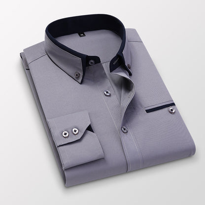 👔【M-5XL】Camisa de negocios de manga larga para hombre de alta calidad, cómoda y elástica_4312738
