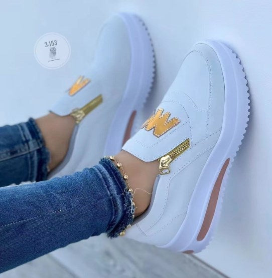 【35-43】Zapatos casuales con plataforma y cremallera lateral para mujer