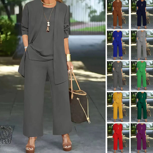 🔥【Costum din trei piese】🔥【S-5XL】 2024 Îmbrăcăminte profesională casual pentru femei, la modă și simplă（40-100kg）