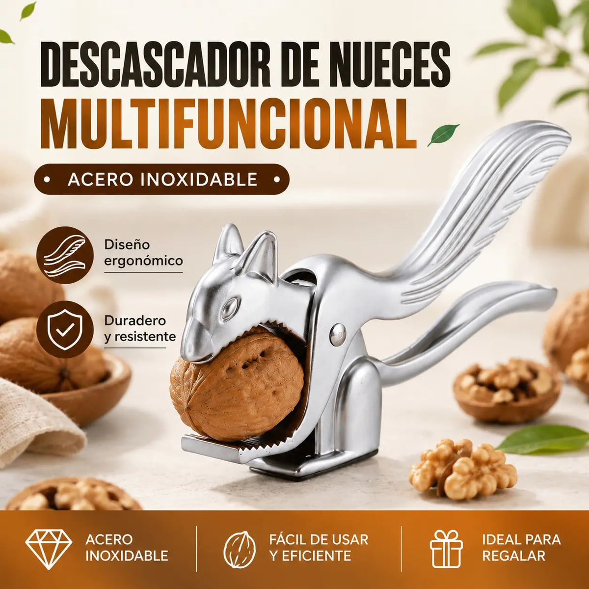 Descascarador de nueces multifuncional de acero inoxidable