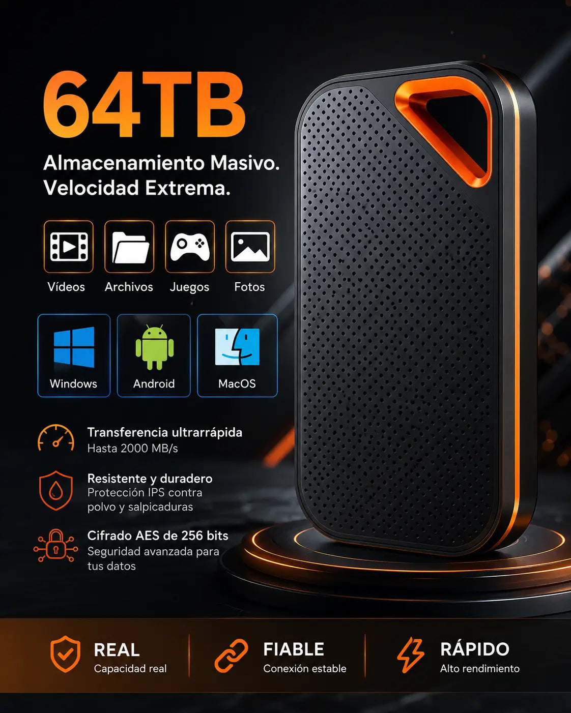 🔥【Último día con 50 % de descuento】🔥【64TB】Disco duro de estado sólido móvil de alta velocidad
