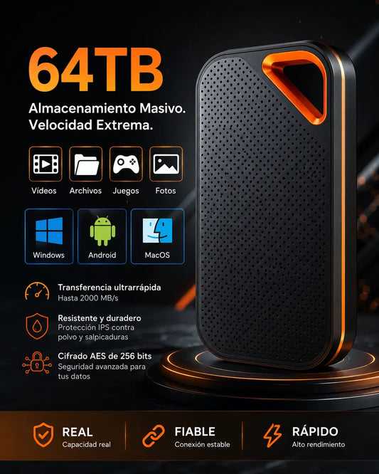 🔥【Último día con 50 % de descuento】🔥【64TB】Disco duro de estado sólido móvil de alta velocidad