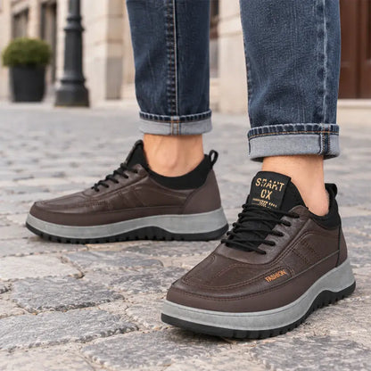 【39-45】Zapatos deportivos casuales de invierno impermeables de cuero genuino para hombre, suela de terciopelo suave, nuevo estilo