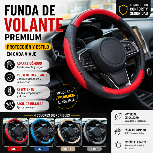 🔥Funda de volante de cuero genuino - Funda universal para volante de coche, antideslizante, duradera-4309946