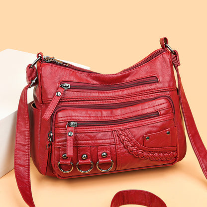 Velkoobjemová měkká kožená kabelka přes rameno/crossbody